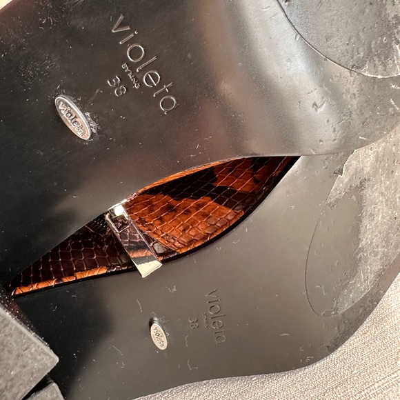 Violeta Brown/Tan Snake Skin Leather Heeled Zip Ankle Boots Women’s EU38 US7 - Picture 12 of 14